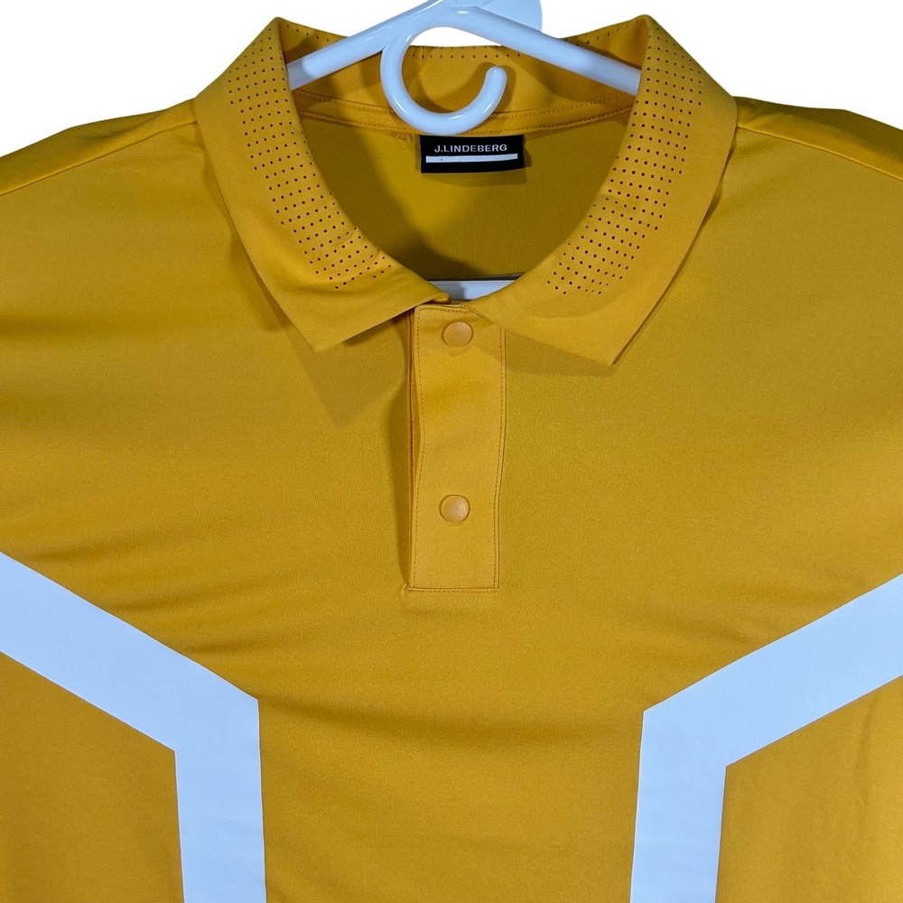 J.Lindeberg Diamond Mesh Polo Shirt Yellow White Mens Size XL